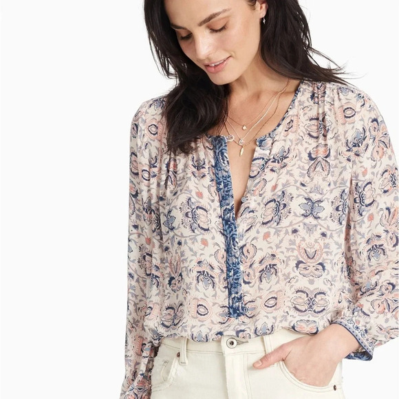 Lucky Brand Tops - Lucky Brand Half Placket Peasant Boho Top, size Small